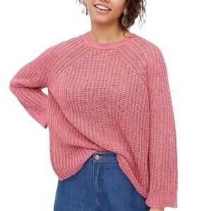 J. Crew Relaxed Fit Open Knit Pink Sweater 100% Linen Beach Sweater In Large